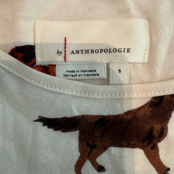 Anthropologie White and Brown Dog Silhouette T-Shirt - Picture 2 of 3